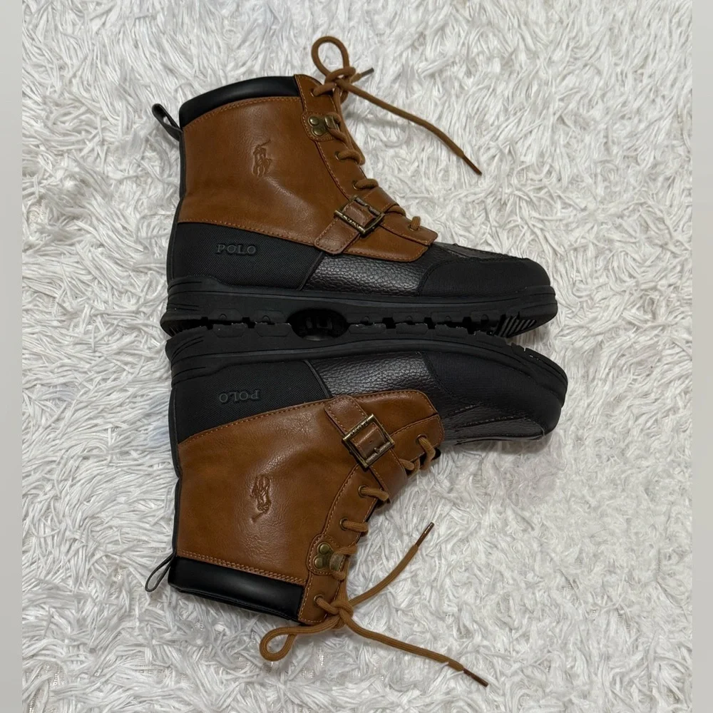 Polo Ralph Lauren Men's Brown and Black Rain Boots Size 7